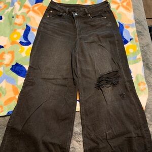 American Eagle Super High Rise Ultra Wide Leg black jeans